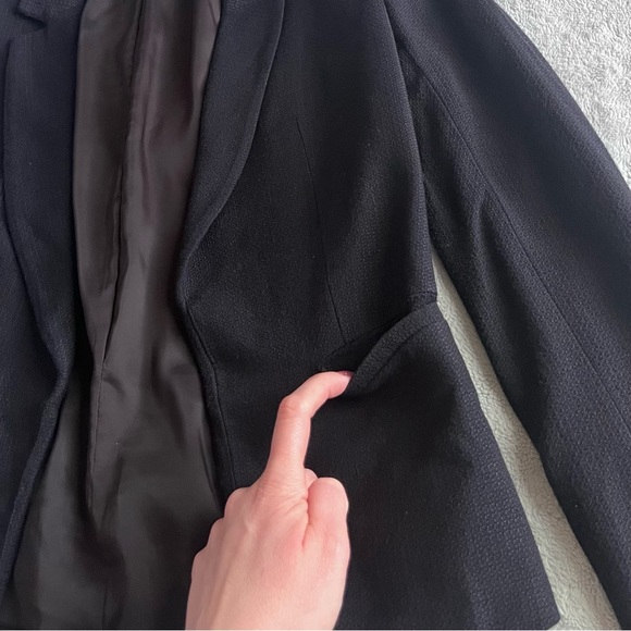 Theory Lanai Urban Blazer Open Front Suit Tailored Jacket Stretch Wool Black 00 - Picture 8 of 12